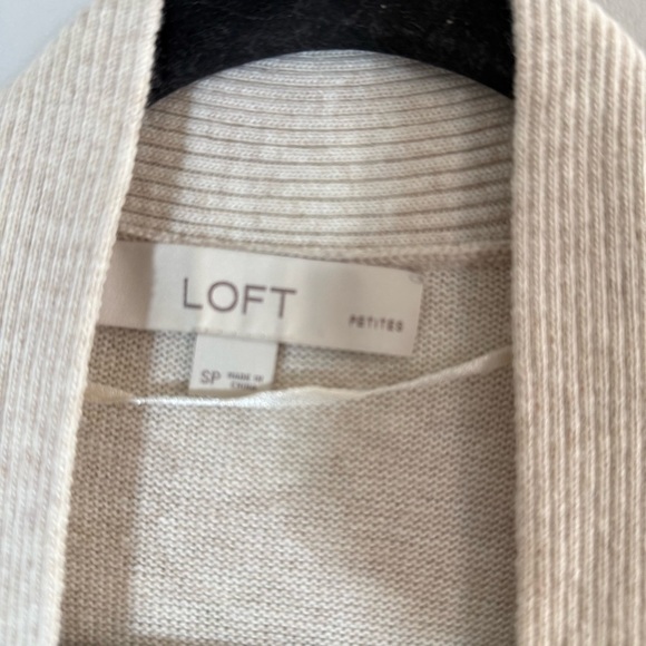 LOFT Cream Wool Blend Long Open Front Cardigan Sweater - Picture 3 of 8